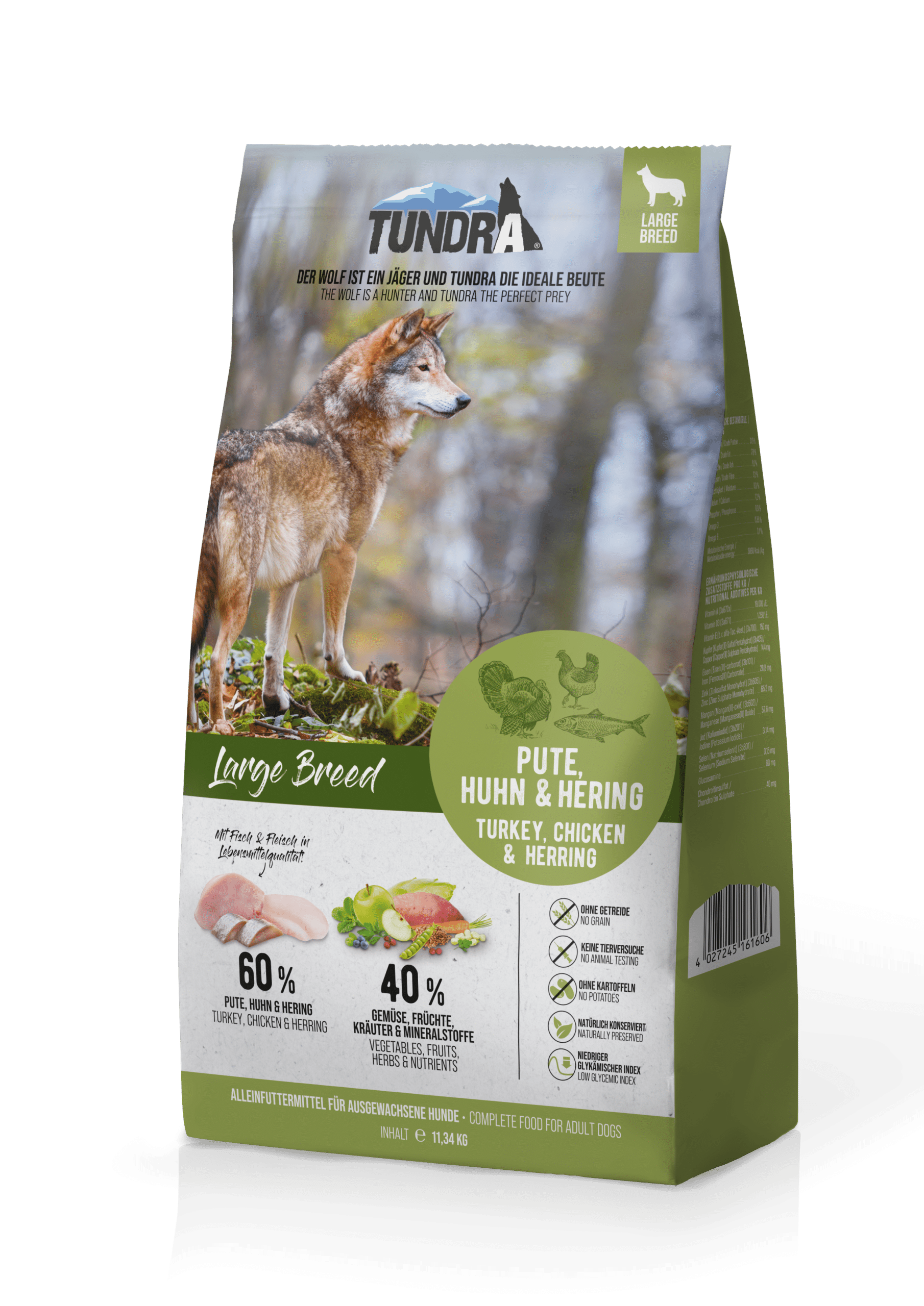 Tundra Dog Large Breed Pute, Huhn & Hering