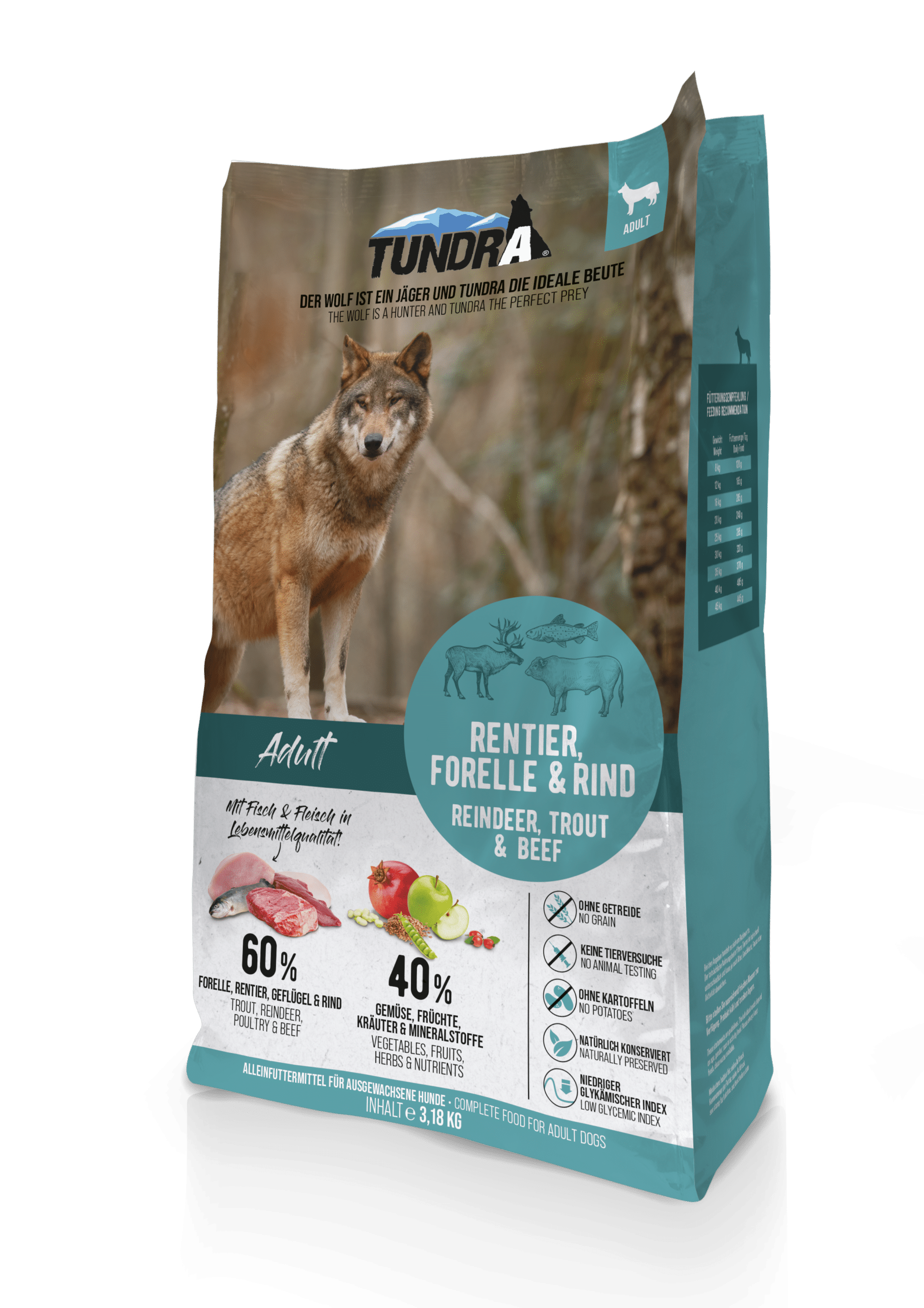 Tundra Dog Rentier, Forelle & Rind