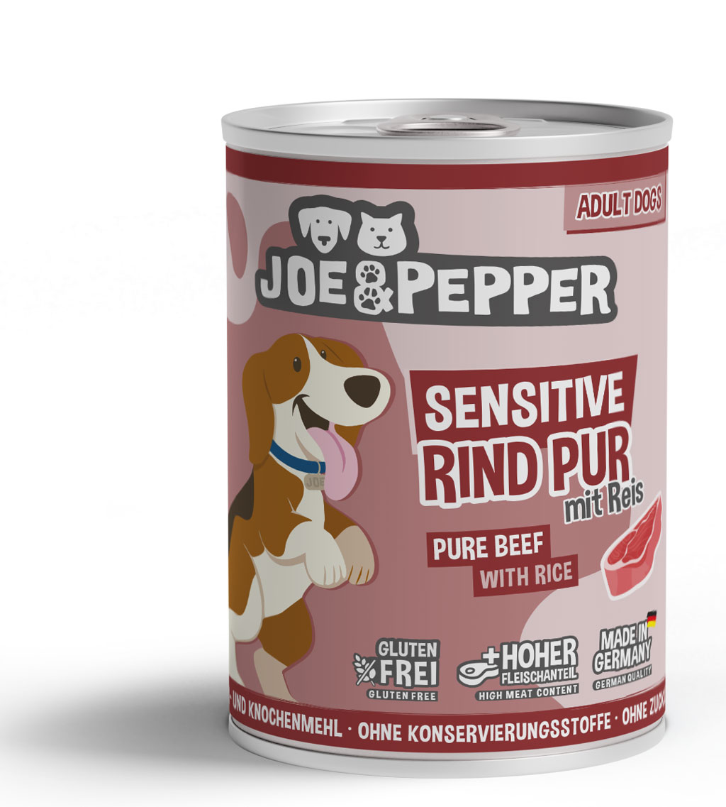 Joe & Pepper Dog Rind pur mit Reis Sensitive