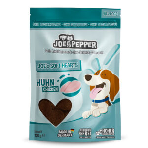 Joe & Pepper Dog Snack Soft Hearts Huhn 120g